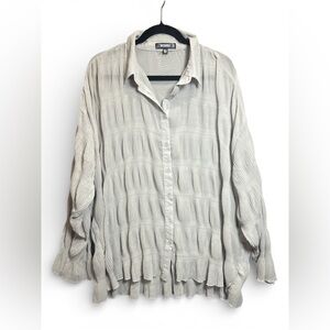 Missguided Crinkle Pleated Button Front Blouse Top Gray, US 8